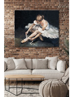 Şehzat Design Yatay Yağlı Boya Dokulu Kanvas Duvar Tablosu Tekli Balerin Salon Mutfak Yatak Odası Ofis