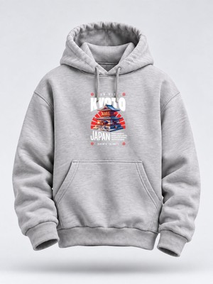 North Whiskers Kyoto Japan Baskılı Unisex Hoodie – Japon Tapınağı Temalı Kapüşonlu Sweatshirt
