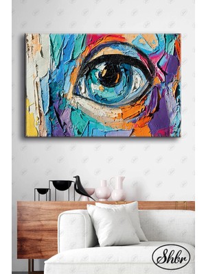 Şehzat Design Tekli Yatay Dekoratif Kanvas Tablo Salon Yatak Odası Kafe Ofis Renkli Göz Illüstrasyon