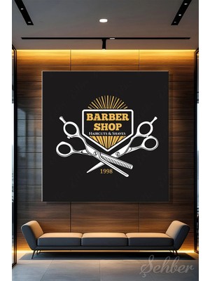 Şehzat Design Dekoratif Kare Kanvas Tablo Tekli Kuaför Güzellik Salonu Erkek Berberi 814