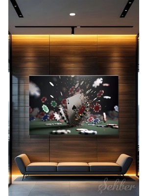 Şehzat Design Dekoratif Yatay Kanvas Tablo Tekli Salon Ofis Dinamik Casino 1134