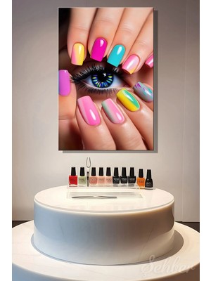 Şehzat Design Dekoratif Dikey Kanvas Tablo Tekli Kuaför Güzellik Salonu Makyaj Nail Art Manikür 1440