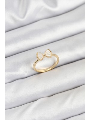 Efnaz Style Pirinç Gold Renk Fiyonk Model Kadın Yüzük