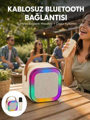 Bin1çeşit Karaoke Mikrofon Hoparlör Seti 6 Saat Kullanım Süresi Yeni Nesil