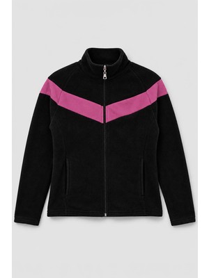Markapia Woman Kadın Fermuarlı Cepli Siyah Polar Sweatshirt