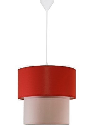 Şenay Aydınlatma Modern İkili Silindir Kumaş Sarkıt Avize 25 cm Kırmızı Pembe