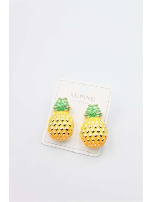 Bin1çeşit Mineli Ananas Küpe - Altın — Renk: Altın