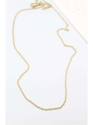 Bin1çeşit Çelik Zincir Kolye - 45 cm - Altın — Renk: Altın
