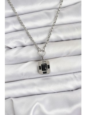 Bin1çeşit 316L Çelik Zincir Gümüş Renk Vintage Model Kadın Kolye