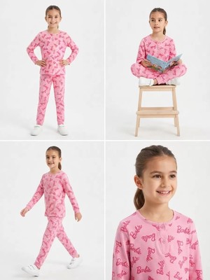 DMR Elegance 6/14 Yaş Yazı Baskılı Pamuk Penye Çocuk Pijama Takımı