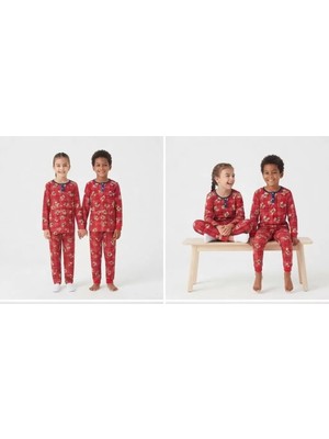 DMR Elegance 6/14 Yaş Ekose Ayıcık Baskılı Pamuk Penye Çocuk Pijama Takımı
