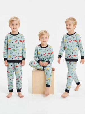 DMR Elegance 4/10 Yaş Animal Baskılı Pamuk Penye Çocuk Pijama Takımı