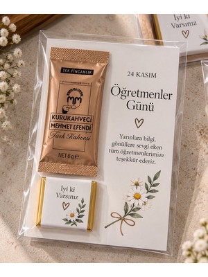 Masalsı Concept 10 Adet Öğretmene Hediye 24 Kasım Öğretmenler Günü Hediyesi Çikolata ve Türk Kahvesi