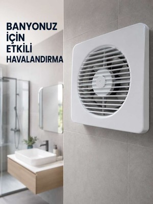 Bin1çeşit 20 W Havalandırma Fanı 150 mm Bağlantı Çapı 20,8 x 20,8 cm Dekoratif Aspiratör