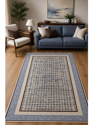 Liriya Dijital Yıkanabilir Halı Retro Desen Kaymaz Taban Salon Halısı Mutfak Halısı Yolluk