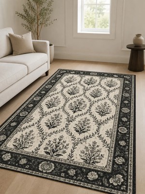 Liriya Dijital Kaymaz Yıkanabilir Patchwork Vintage Retro Salon Halısı Mutfak Halısı Yolluk