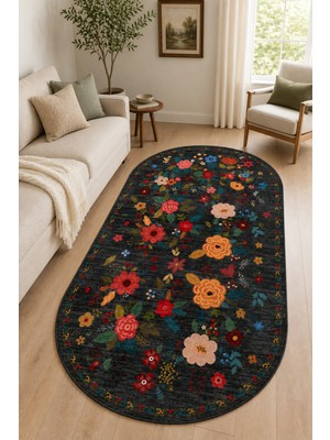 Liriya Dijital Yıkanabilir Etnik Retro Desen Kaymaz Taban Salon Halısı Mutfak Halısı Yolluk Çocuk Halısı