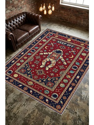 Liriya Dijital Yıkanabilir Etnik Retro Desen Kaymaz Taban Salon Halısı Mutfak Yolluk Çocuk Odası Halısı