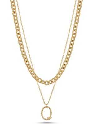 Ayfa Modern Trend Ikili Zincir Kolye – Gold Renk Kadın Takı / Aksesuar