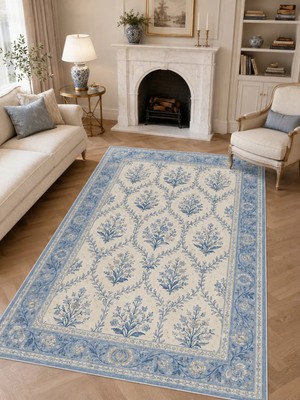 Liriya Dijital Kaymaz Yıkanabilir Patchwork Vintage Retro Salon Halısı Mutfak Halısı Yolluk