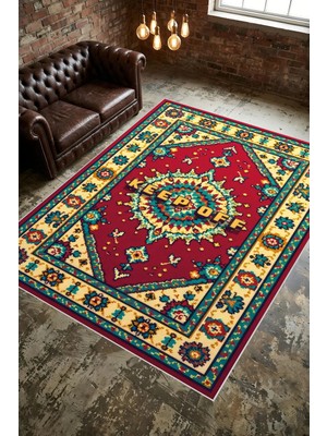 Liriya Dijital Yıkanabilir Etnik Retro Desen Kaymaz Taban Salon Halısı Mutfak Yolluk Çocuk Odası Halısı