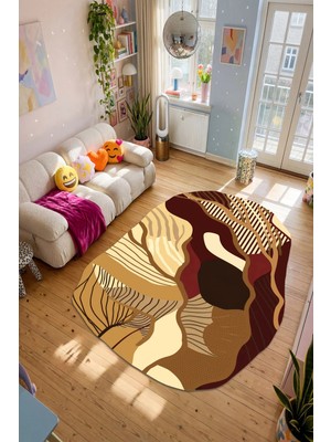 Liriya Dijital Yıkanabilir Etnik Retro Desen Kaymaz Taban Salon Halısı Mutfak Halısı Yolluk Çocuk Halısı