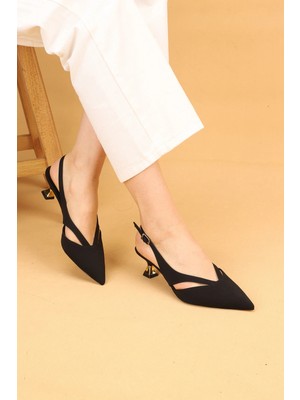 Nilsa Shoes Kadın Kısa Topuklu Tokalı Abiye Ayakkabı Topuklu Ayakkabı