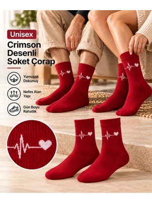 GOST LİRİA Crimson– Desenli Unisex Soket Çorap