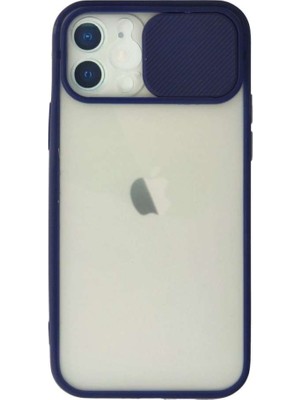 Iphone 12 Kılıf Palm Buzlu Kamera Sürgülü Silikon - Lacivert