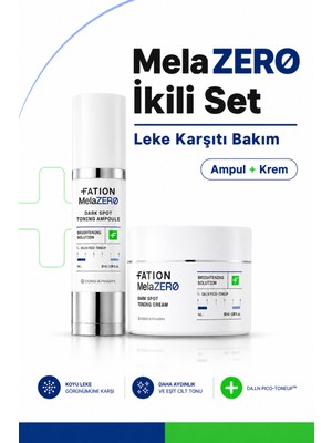 Fation Melazero | Niacinamide, Tranexamic, Arbutin ve Glutathione ile Leke, Çil ve Ton Eşitsizliği Bakımı 2'li Set