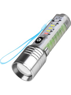 Çakarlı Ledli Şarjlı 9 Uv Işıklı Sos Acil Durum Anahtarlık Mini El Feneri 130 Lümen 3W 47740