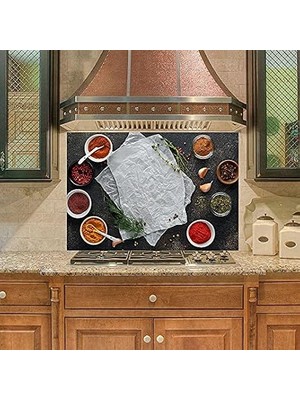 Mutfak Duvar Tezgah Arası Ocak Arkası Sticker Kaplama Pişirme Baharatlar