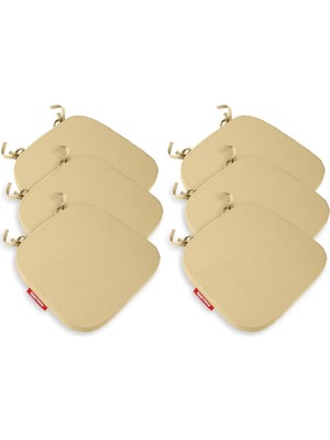 Xpermate 6'li Sandalye Minderi Seti Oval 42X42X5 cm Standart Fit, Fermuarlı Yıkanabilir Kılıf, Bağcıklı Kaymaz, Leke Tutmaz Oturma Minderi Bej