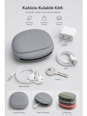 Gucso Silikon Taşıma Kılıfı, Kablolu Kulaklık Organizer Çantası, Kulak Içi Kulaklık Koruyucu, Saklama Kabı, Universal Uyumlu