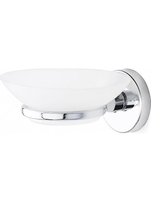 Fimer Banyo Iris Krom Kaplama Sabunluk, Yapışkanlı ve Vidalı Montaj, Duvar Tipi Beyaz Sabun Kabı, 35 mm Oval Bantlı