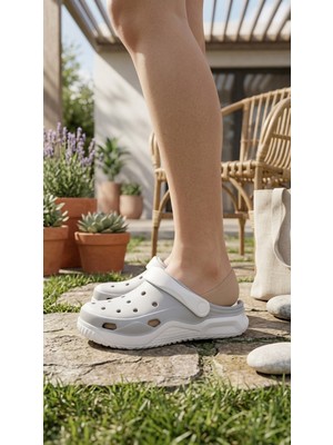 Moda Beyaz Gri Günlük Sahil Havuz Plaj Terliği Kadın Terlik & Sandalet