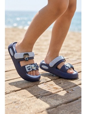 Moda Lacivert Emojili Günlük Sahil Plaj Havuz Çocuk Terlik & Sandalet