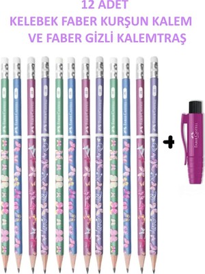 Fimer Kelebek Kurşun Kalem 12'li Set ve Gizli Kalemtraş
