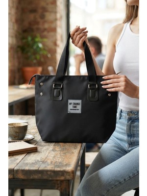 Moda Siyah Günlük El ve Omuz Askılı Shopper Kadın Çanta