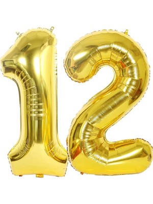 Fimer Marifetlerim - 12 Rakamı Altın Folyo Balon 16 Inch 40 cm