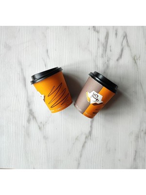 Fimer 8 Oz Kapaklı Karton Bardak 100 Adet Bardak+ 100 Adet Kapak
