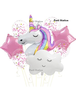 Fimer Yıldız Balonlu Konsept Doğum Günü Parti Balon Set Unicorn Bulut Balon Set