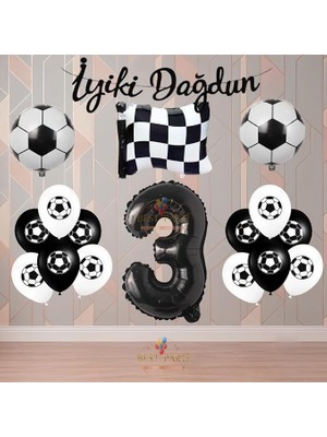 Fimer Siyah-Beyaz Futbol Taraftartemalı Doğum Günü Parti Seti Yaş-3