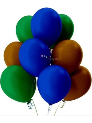 Fimer Yeşil-Kahverengi-Koyu Mavi Pastel Soft Balon 50 Adet + 5 Metre Balon Zinciri