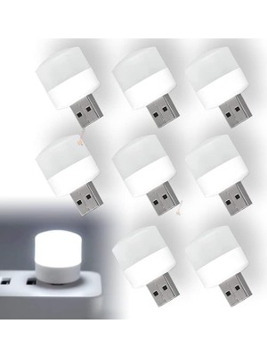 Fimer Mini USB LED Işık, 1W Enerji Tasarruflu, Gece Aydınlatma, Rehber Gece Lambası, Kitap Okuma Lambası Işığı, Küçük Yuvarlak Işıklar (8 Adet)