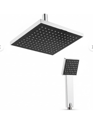 Fimer Tepe Duş Başlığı ve El Duşu Krom Duş Başlığı Siyah Renk Banyo Seti