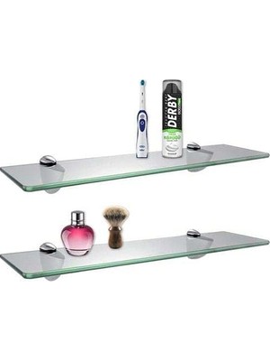 Cam Raf Ikili Set Banyo Duvar Ahşap Montajlı Etejer Rafı Rodajlı Cam Rafı Montaj Aparatlı Etajer