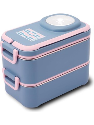 1200 ml Iki Kat Dört Bölme Paslanmaz Çelik Lunch Box Yeni Nesil Sefer Tası-Sos Kaseli MODEL-FFLBOX8023 Lacivert