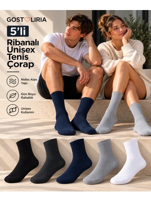 GOST LİRİA -  5’li Renkli Ribanalı Unisex Soket Çorap