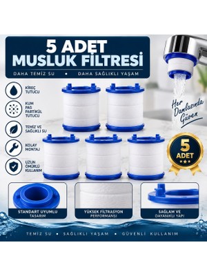 Viosa 5 Adet Musluk Başlığı Filtresi- Kireç Pas Tortu Engelleyici Filtre